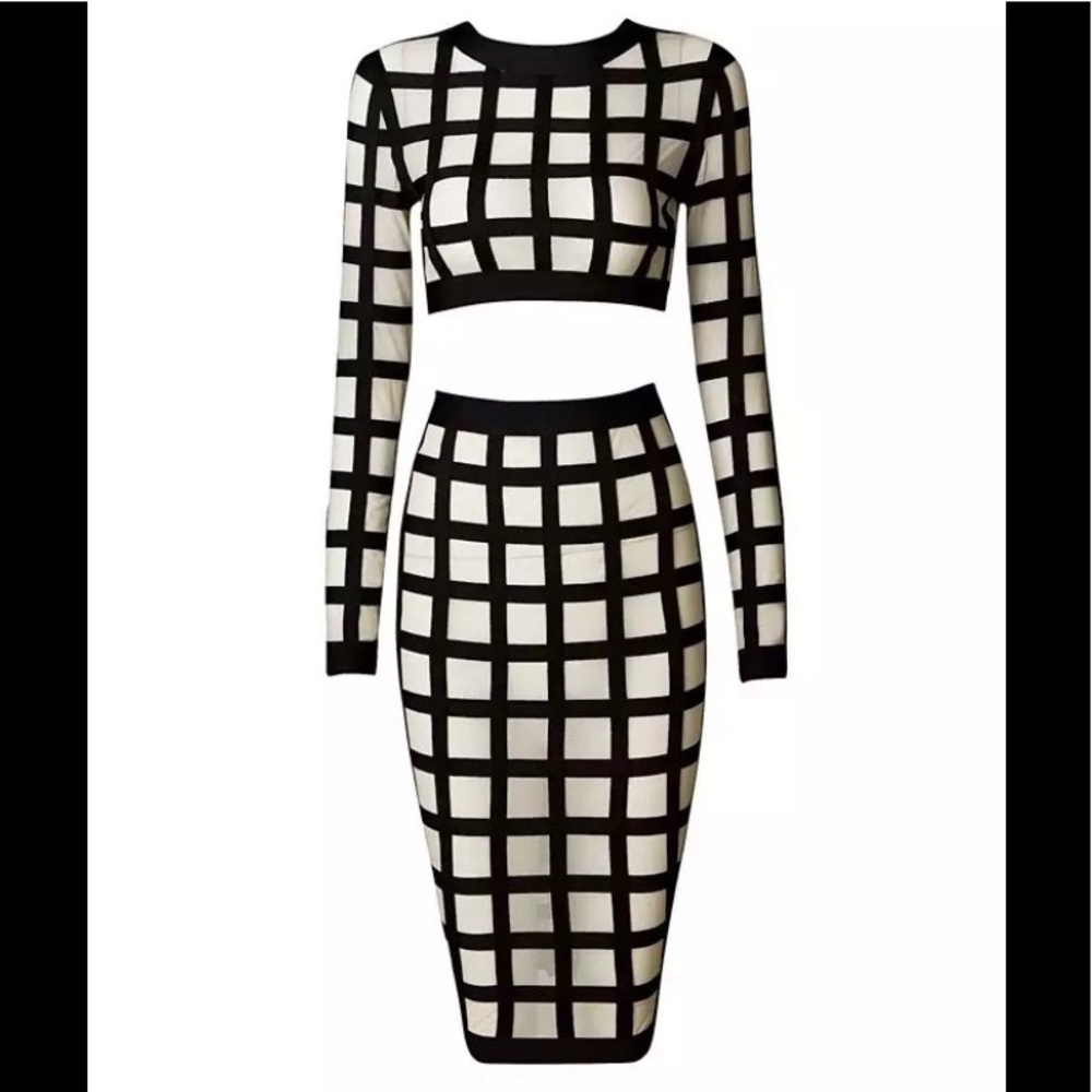 Mesh Elegant Cocktail Dress 2 pieces Set.